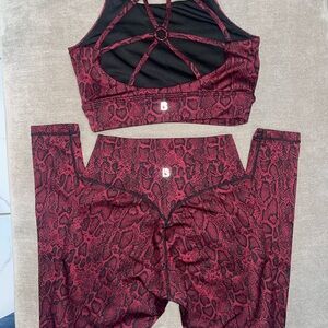 Women's Red Snake Print Activewear Set